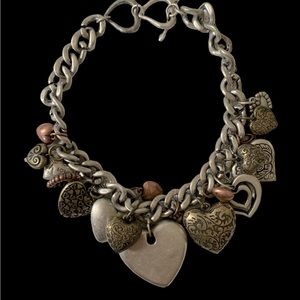Silver, gold and blush metal heart necklace